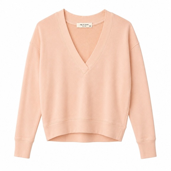 rag & bone Sweaters - Rag & Bone Blush Pink V-Neck Sweatshirt XS Long Sleeve Pullover Cotton